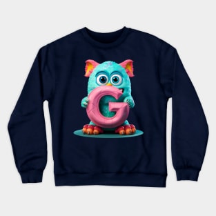 Cute Monster for Kids Alphabet Letter G Funny Back to School Crewneck Sweatshirt